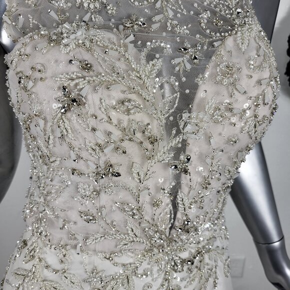 NWOT~$2600~JUSTIN ALEXANDER~SZ 6~IVORY EMBELLISHED MERMAID WEDDING DRESS GOWN - Picture 8 of 16